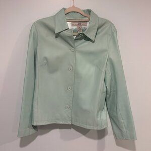 Vintage Gap Leather Jacket - Mint Green - Size M